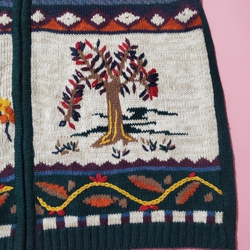 Vintage 1980s 80s Cottagecore Fall Forest Cottage Tree Leaves Gina Peters Vest - Picture 4 of 6